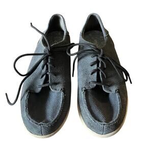 OluKai Shoes Mens 8.5 Blue Gray Manoa Leather Convertible Lace Up Casual Comfort